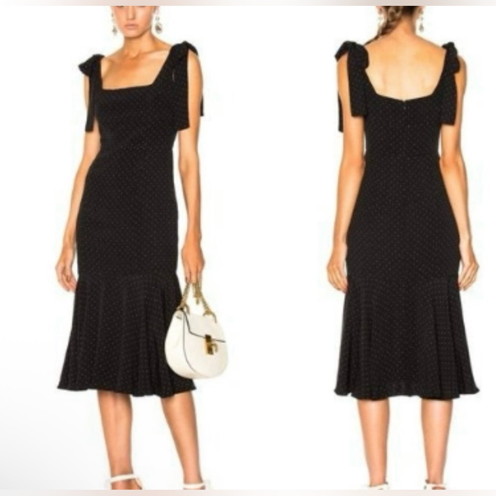 Alexis Black Polka Dot Midi Dress